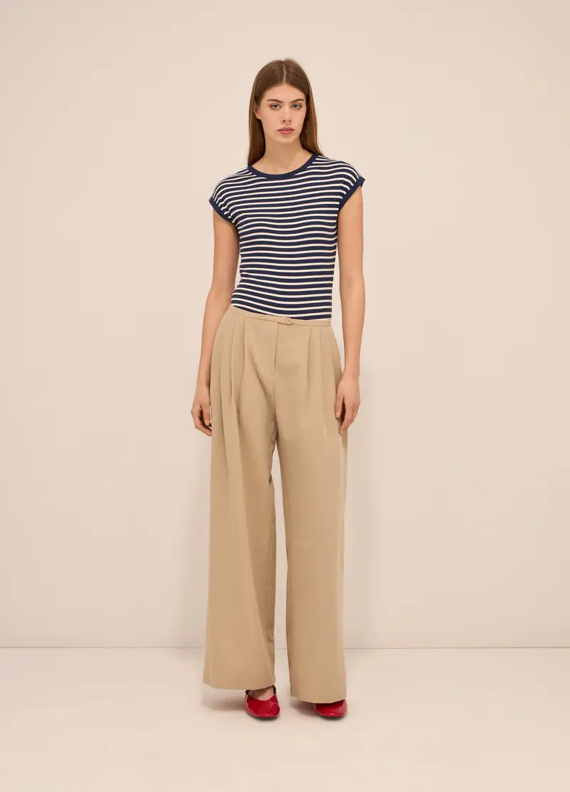 Upim, Pantaloni Palazzo Misto Viscosa Donna, Beige chiaro, Taglia: 36