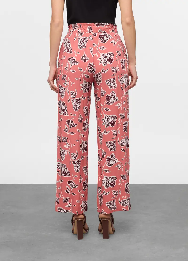 Pantaloni Palazzo Regular Fit In Pura Viscosa Donna, Rosa corallo miniatura 2