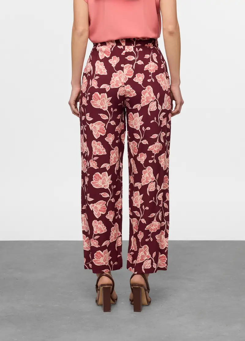 Pantaloni Palazzo Regular Fit In Pura Viscosa Donna, Rosso burgundy miniatura 2