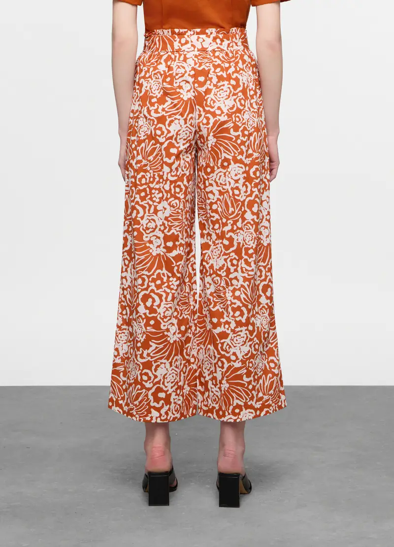 Pantaloni Palazzo Regular Fit In Puro Cotone Donna, Arancione papaya miniatura 2