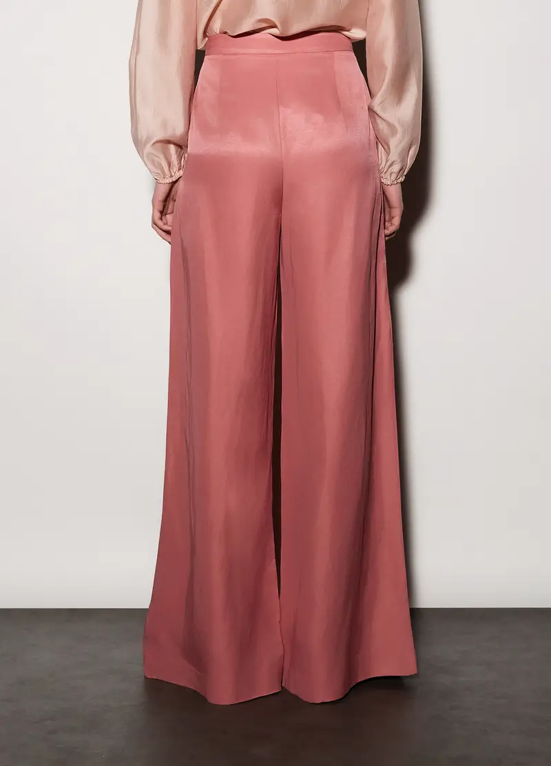 Pantaloni Palazzo Regular Fit Misto Lino Donna, Unisex, Rosa pastello miniatura 3