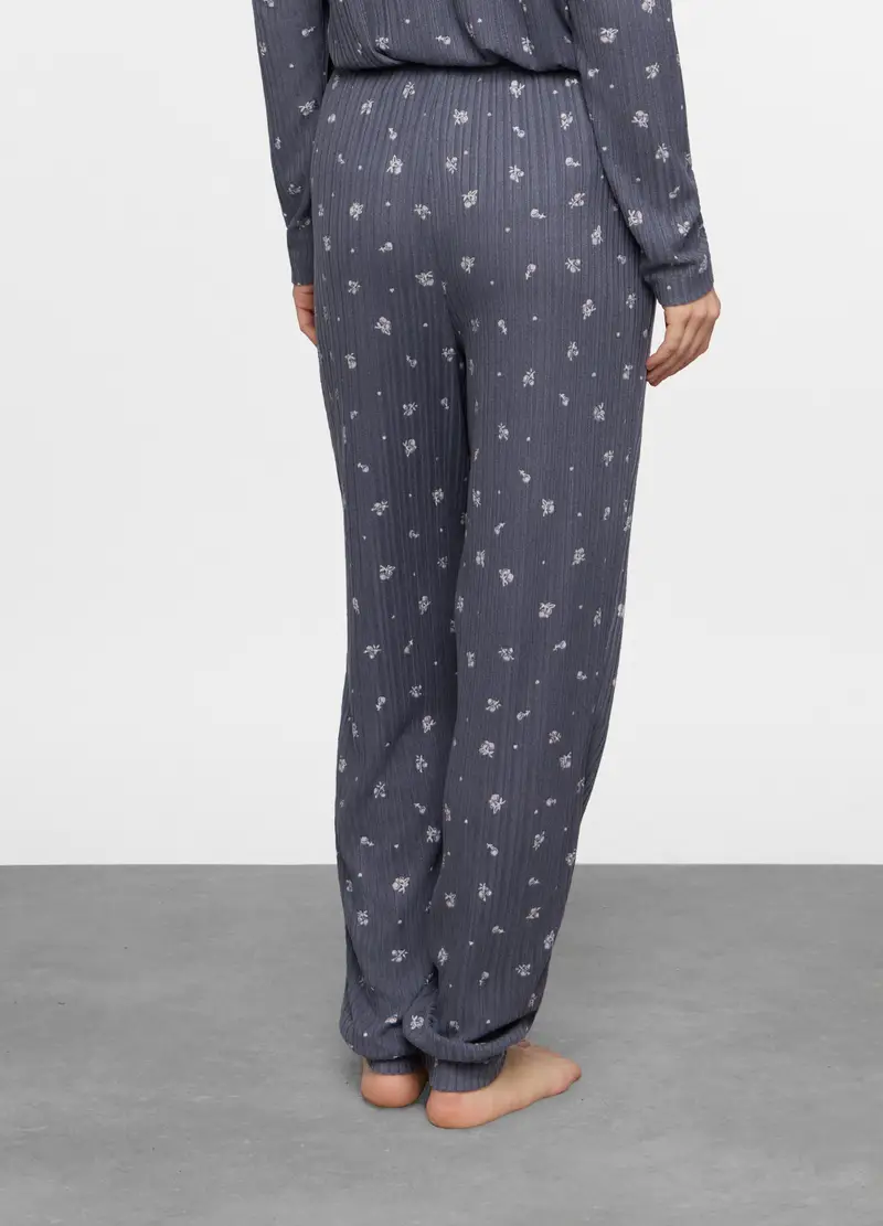 Pantaloni Pigiama In Costina Stretch Donna, Grigio scuro miniatura 2