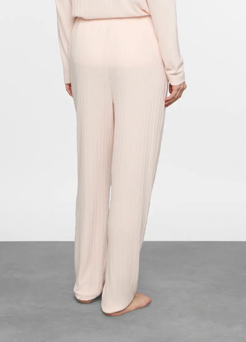 Pantaloni Pigiama In Costina Stretch Donna, Rosa chiaro miniatura 2
