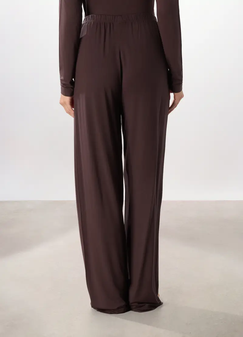 Pantaloni Pigiama In Modal Stretch Donna, Marrone cioccolato miniatura 2