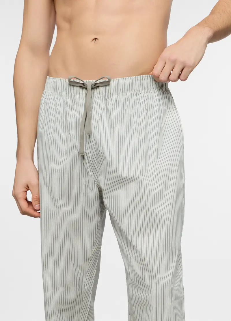 Pantaloni Pigiama In Tela Di Cotone Uomo, Verde salvia miniatura 3