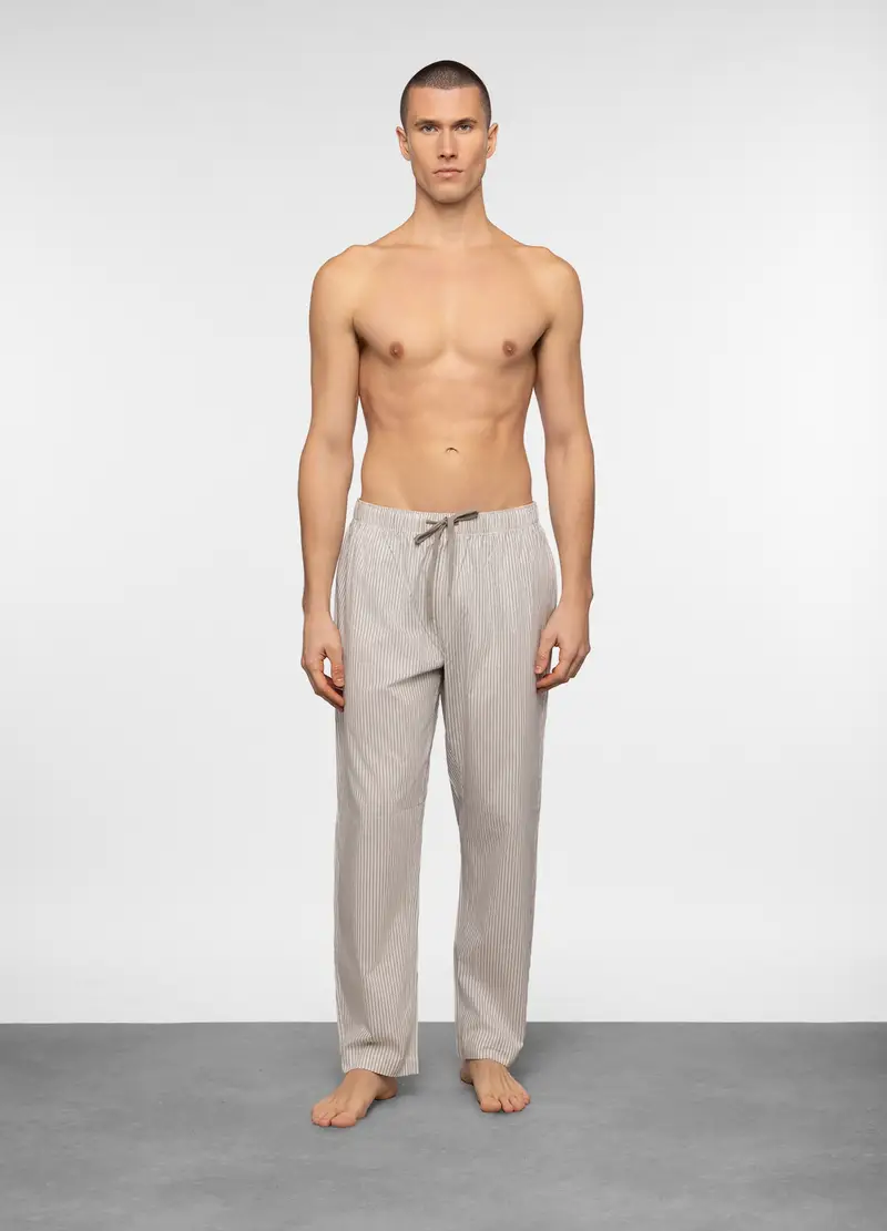 Pantaloni Pigiama In Tela Di Cotone Uomo, Verde salvia