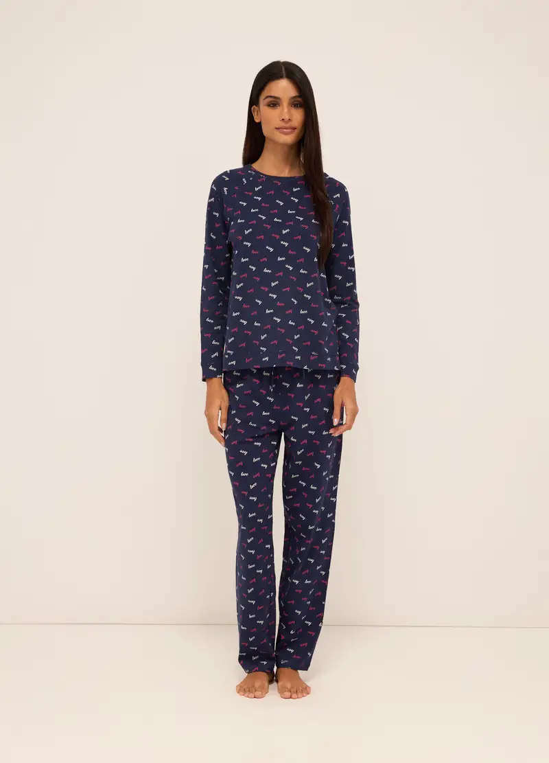 Upim, Pantaloni Pigiama Lunghi In Jersey Di Puro Cotone Donna, Blu navy, Taglia: S