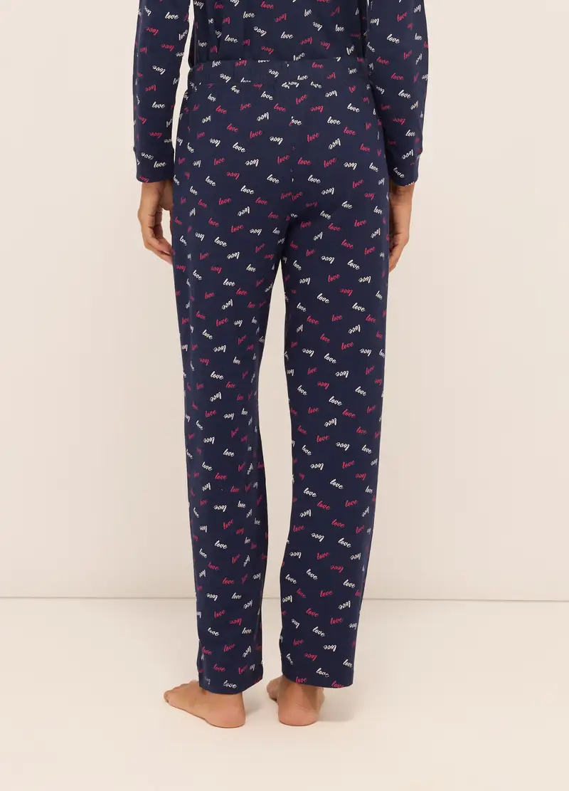 Upim, Pantaloni Pigiama Lunghi In Jersey Di Puro Cotone Donna, Blu navy, Taglia: S miniatura 2