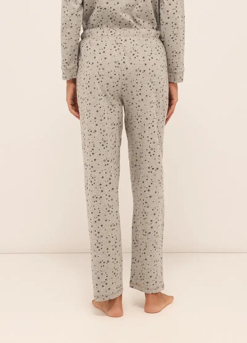Upim, Pantaloni Pigiama Lunghi In Jersey Di Puro Cotone Donna, Grigio chiaro melange, Taglia: S miniatura 2