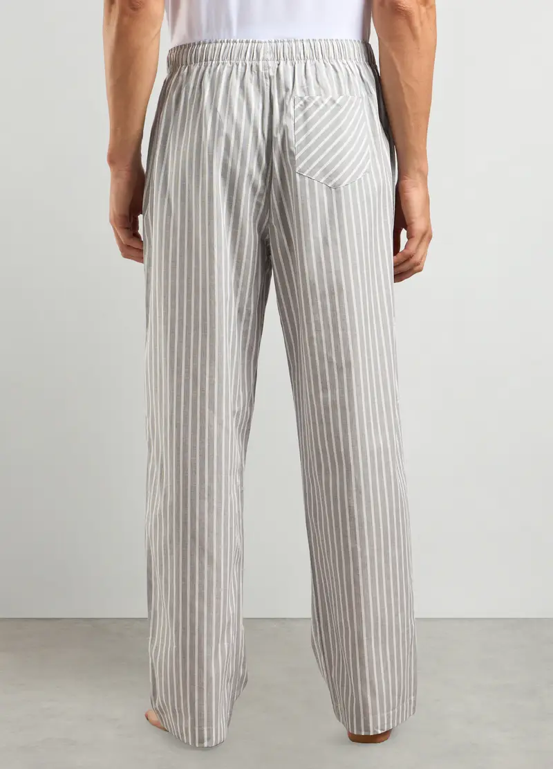 Pantaloni Pigiama Lunghi In Puro Cotone Uomo, Grigio chiaro miniatura 2