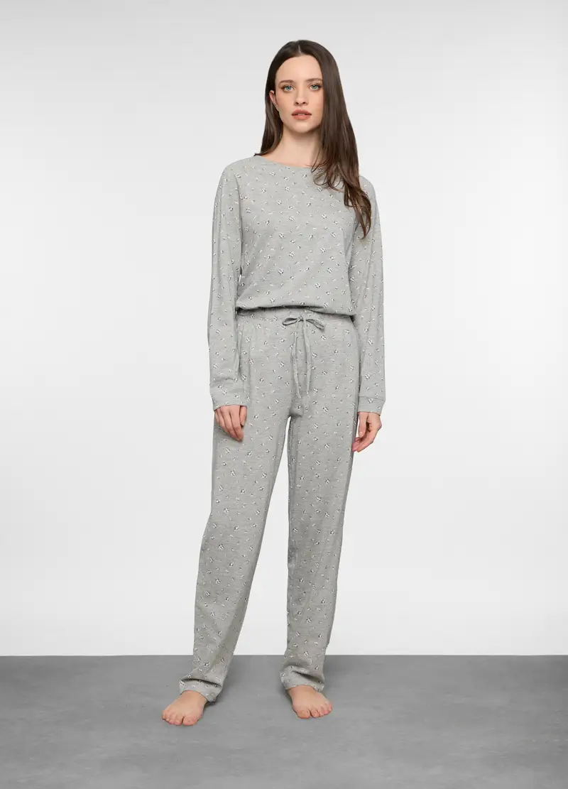 Pantaloni Pigiama Regular Fit Donna, Grigio scuro