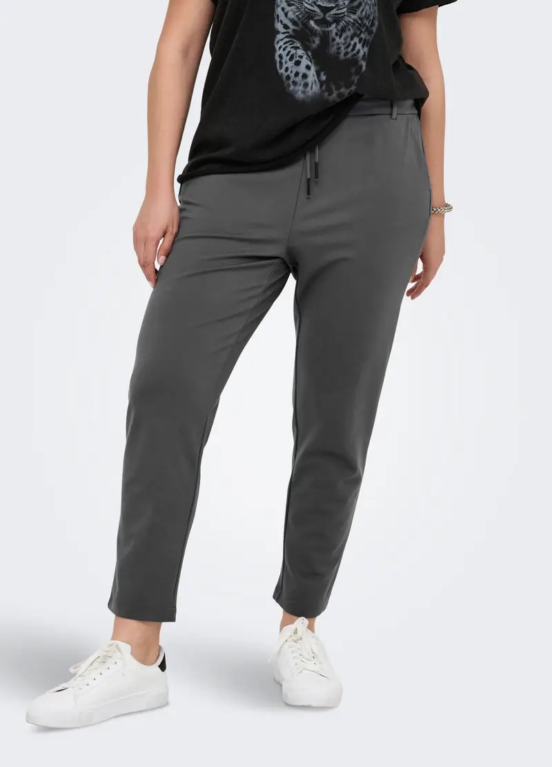 Pantaloni Regular Fit Con Coulisse, Unisex, Grigio scuro