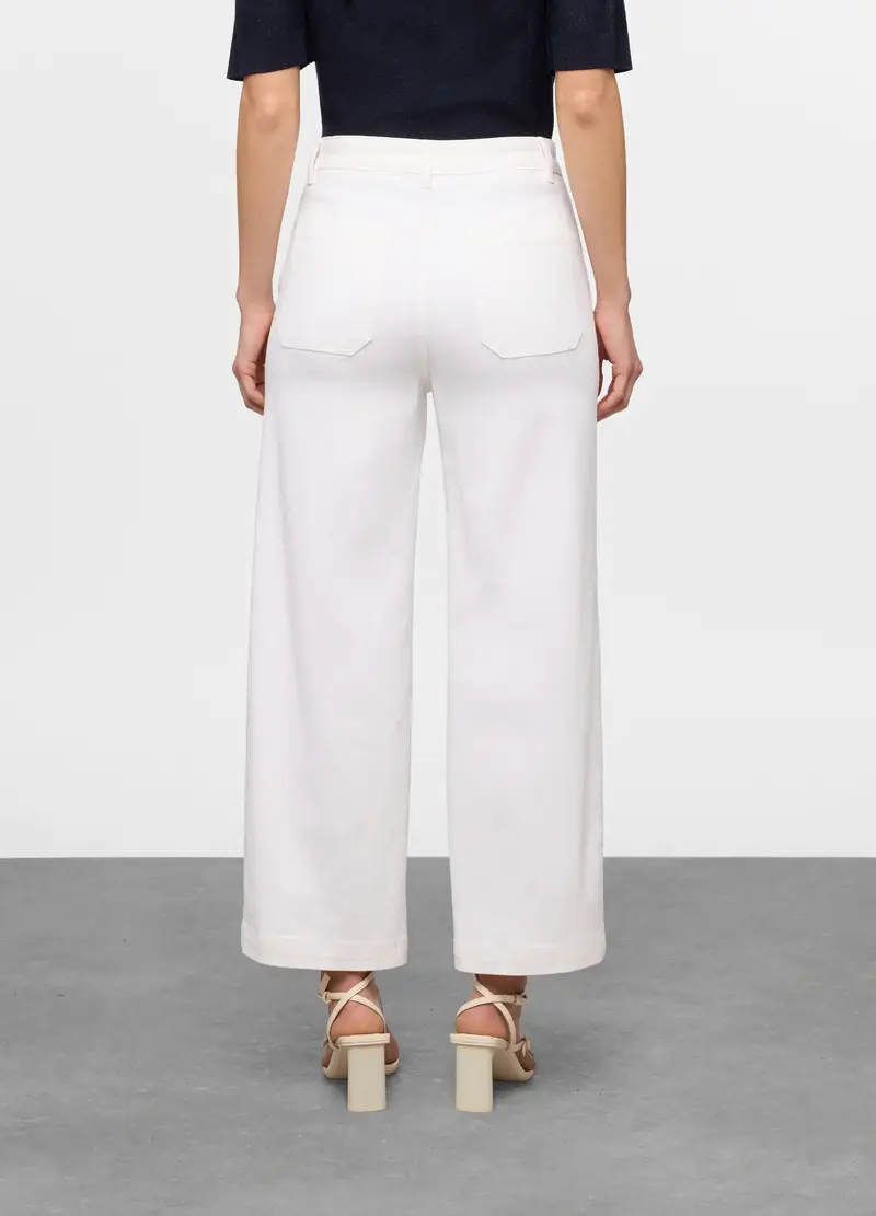 Pantaloni Regular Fit In Cotone Stretch Donna, Bianco gesso miniatura 2