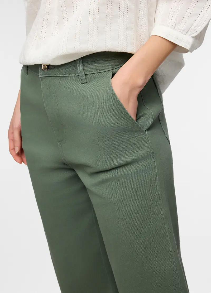 Pantaloni Regular Fit In Cotone Stretch Donna, Verde salvia miniatura 2