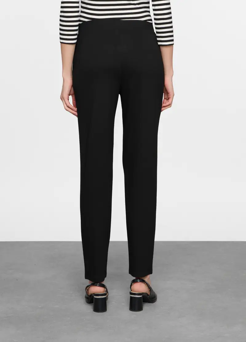 Pantaloni Regular Fit In Jersey Stretch Donna, Nero miniatura 2