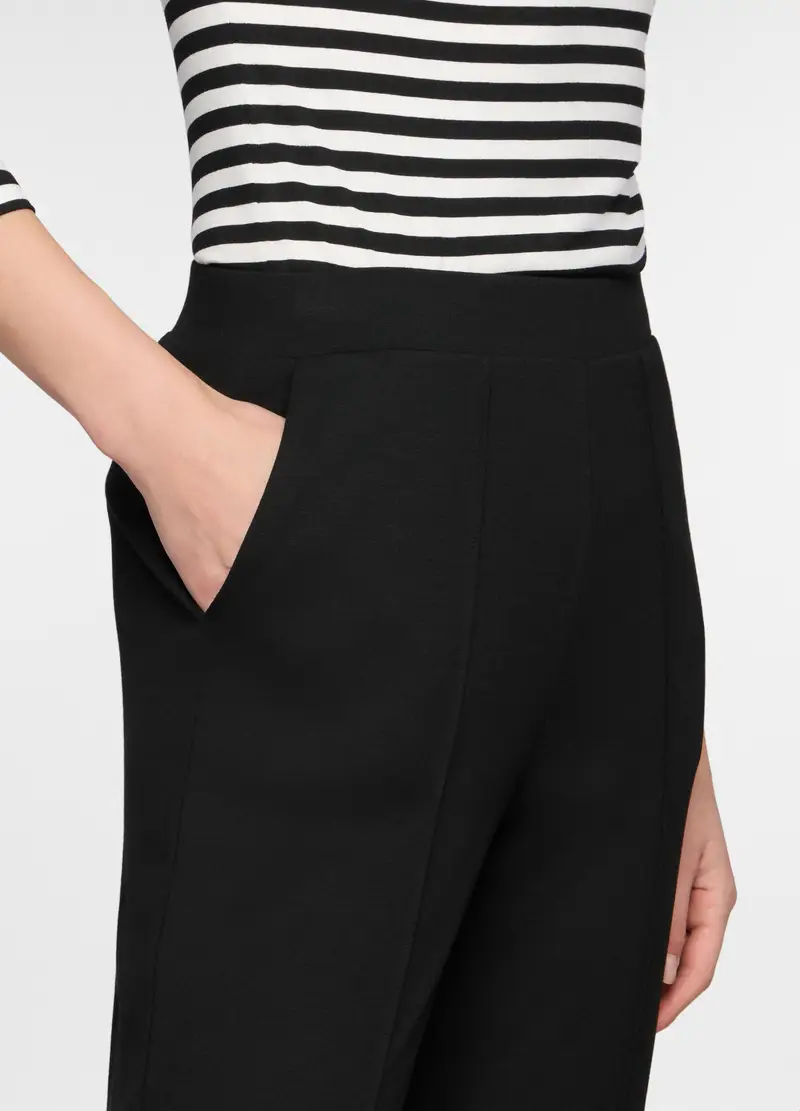 Pantaloni Regular Fit In Jersey Stretch Donna, Nero miniatura 3