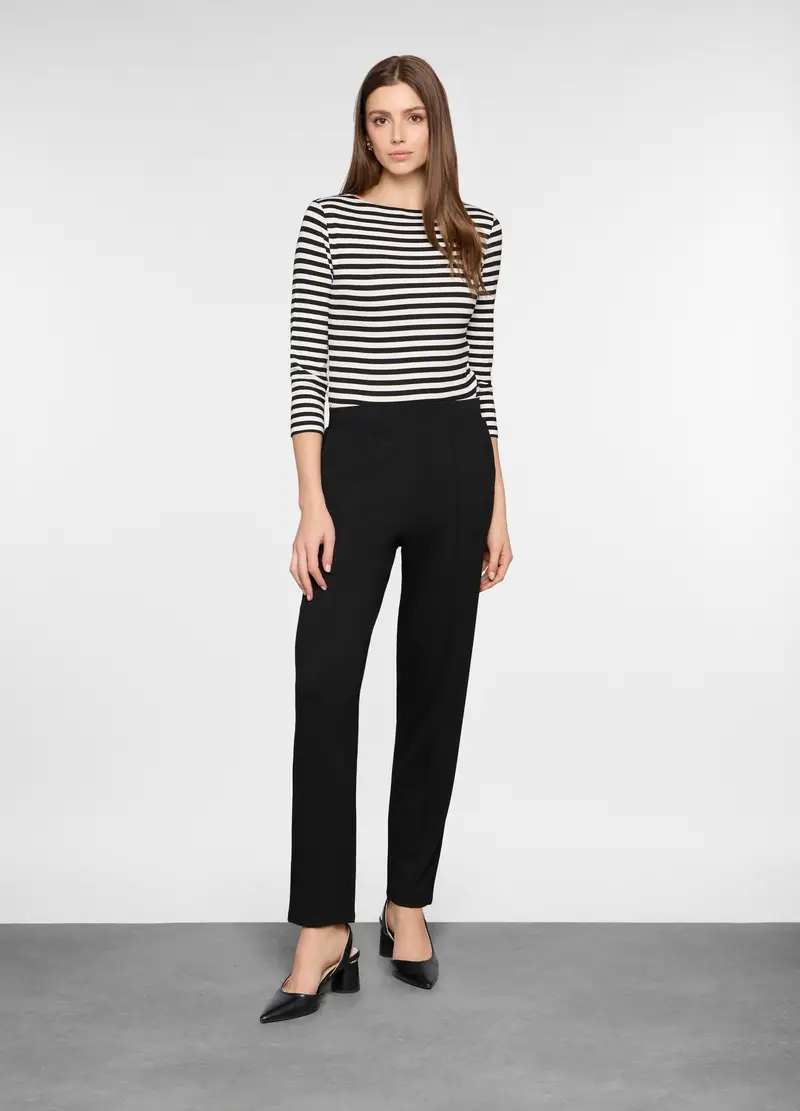 Pantaloni Regular Fit In Jersey Stretch Donna, Nero