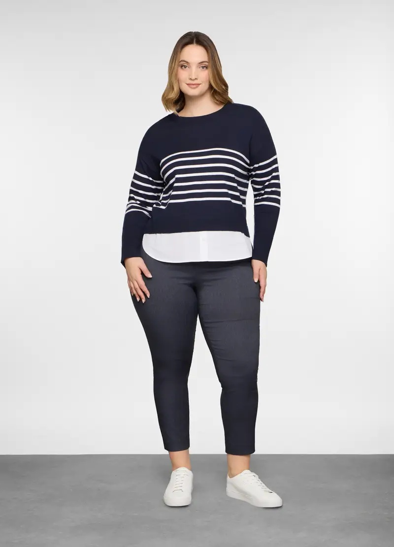 Pantaloni Regular Fit In Poli Viscosa Stretch Donna Curvy, Blu scuro