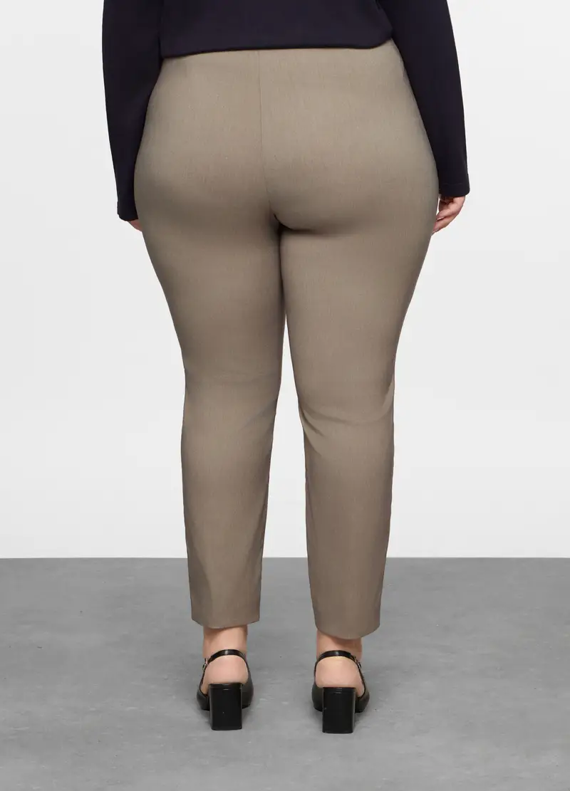 Pantaloni Regular Fit In Poli Viscosa Stretch Donna Curvy, Verde oliva miniatura 2