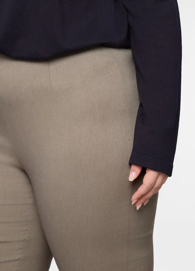 Pantaloni Regular Fit In Poli Viscosa Stretch Donna Curvy, Verde oliva miniatura 3