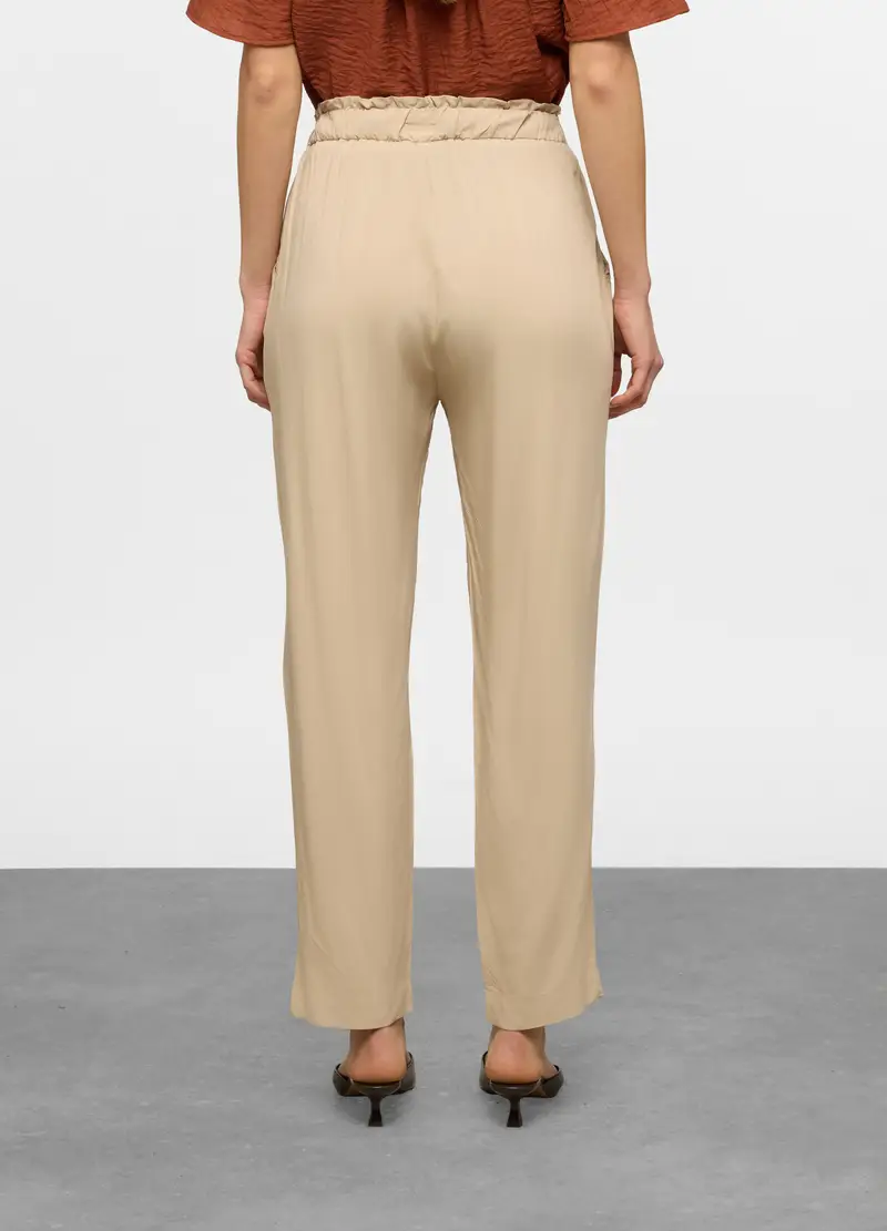 Pantaloni Regular Fit In Pura Viscosa Donna, Beige chiaro miniatura 2