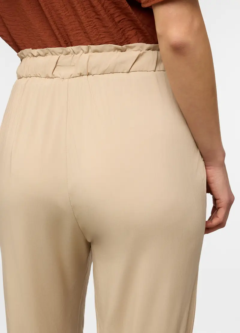 Pantaloni Regular Fit In Pura Viscosa Donna, Beige chiaro miniatura 3