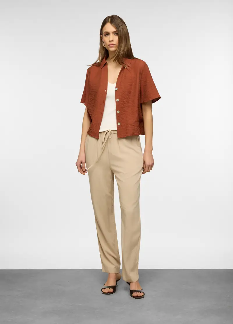 Pantaloni Regular Fit In Pura Viscosa Donna, Beige chiaro