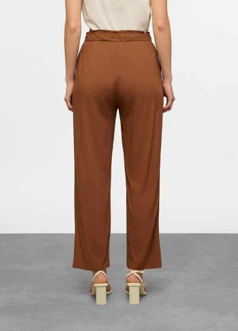 Pantaloni Regular Fit In Pura Viscosa Donna, Marrone cognac miniatura 2