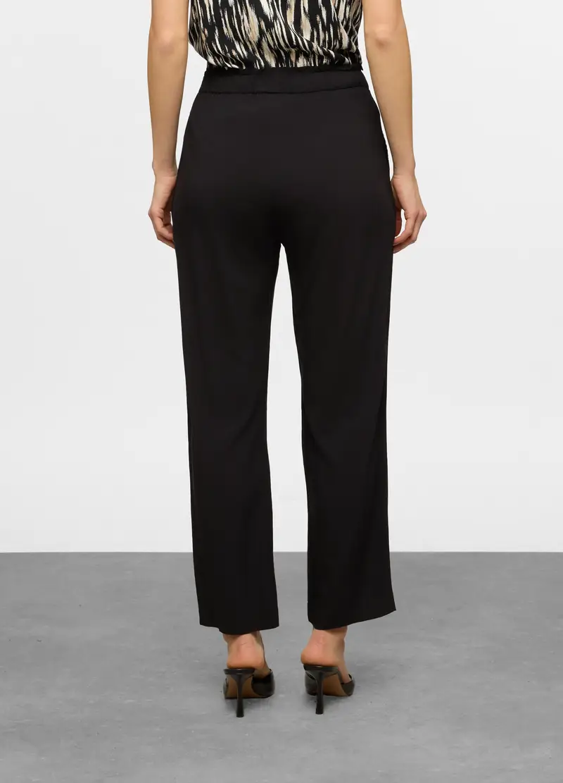 Pantaloni Regular Fit In Pura Viscosa Donna, Nero miniatura 2