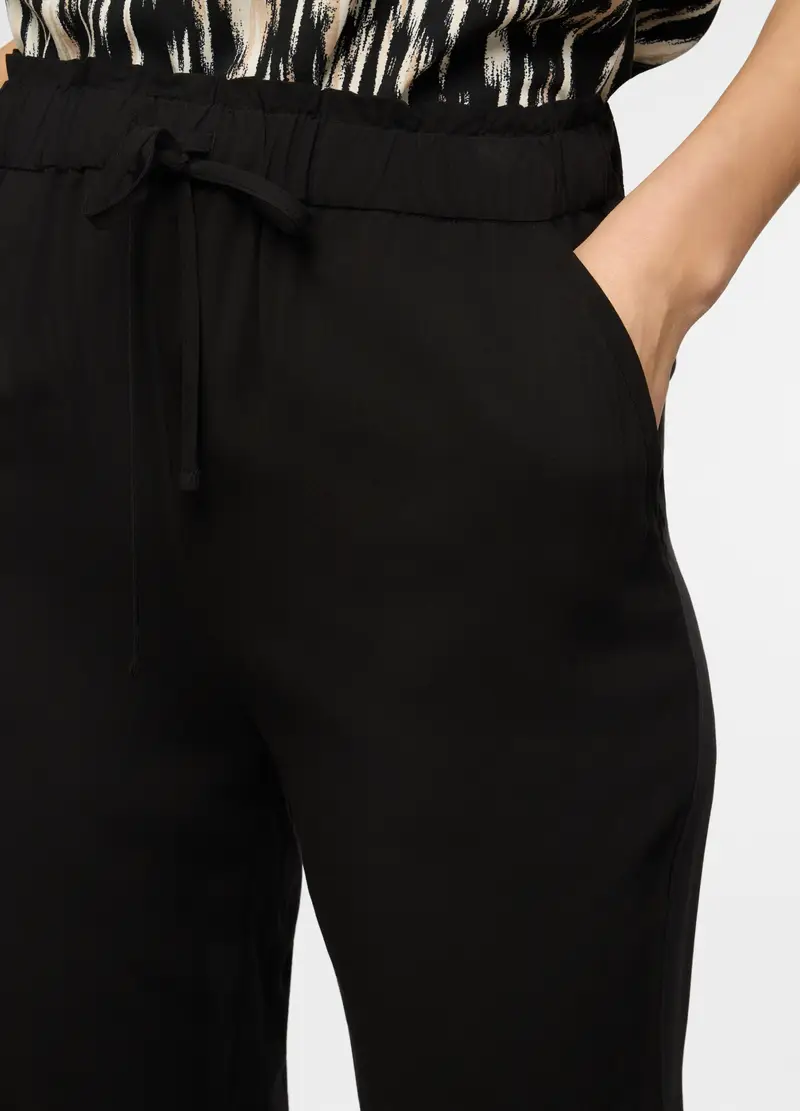 Pantaloni Regular Fit In Pura Viscosa Donna, Nero miniatura 3