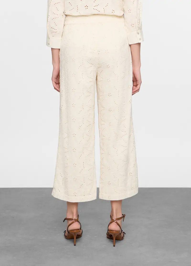 Pantaloni Regular Fit In Puro Cotone Donna, Bianco panna miniatura 2