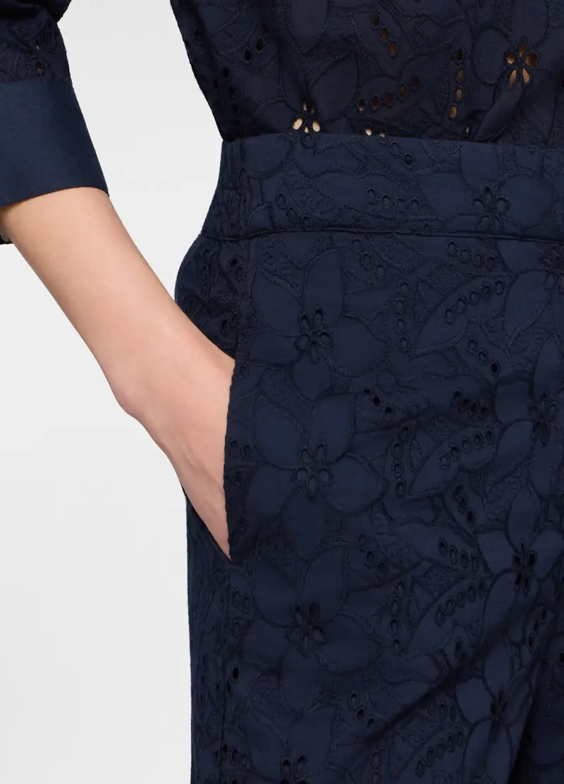 Pantaloni Regular Fit In Puro Cotone Donna, Blu navy miniatura 3