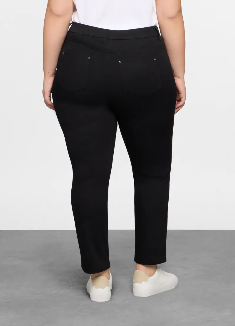 Pantaloni Regular Fit In Stretch Denim Donna Curvy, Nero miniatura 3