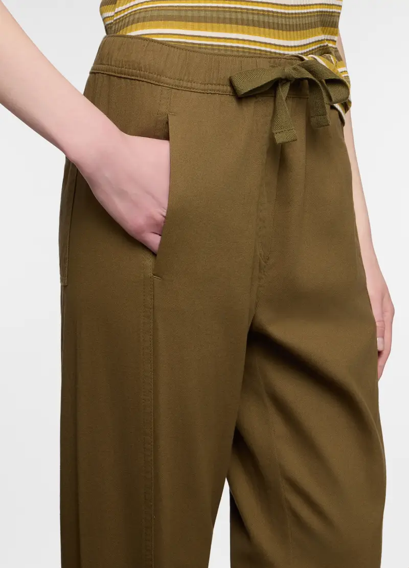 Pantaloni Regular Fit In Twill Di Puro Cotone Donna, Verde oliva miniatura 3