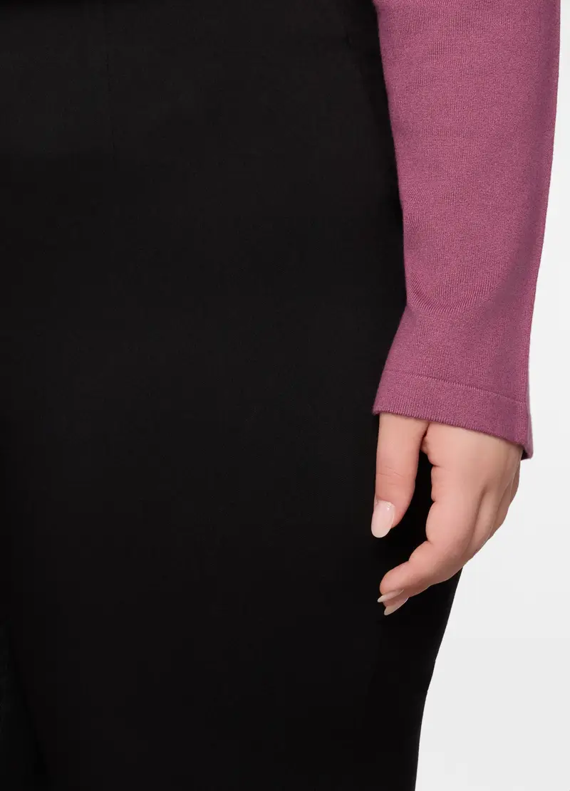 Pantaloni Regular Fit In Twill Stretch Donna Curvy, Nero miniatura 3