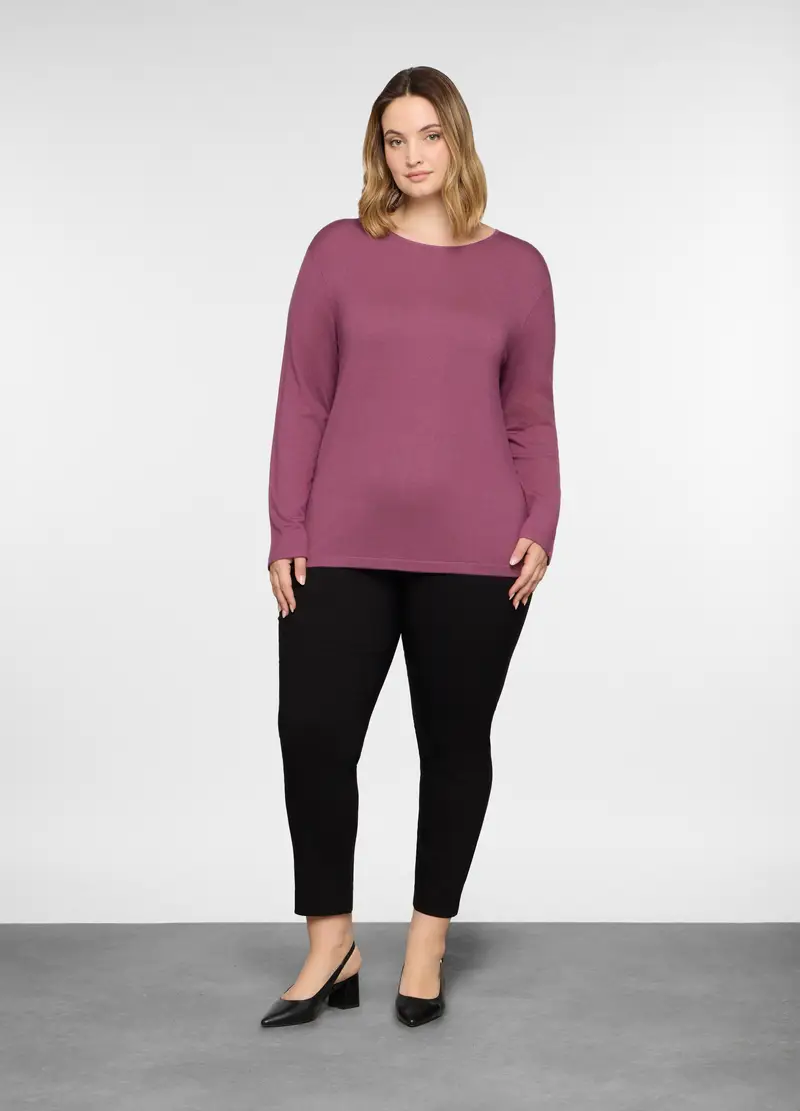 Pantaloni Regular Fit In Twill Stretch Donna Curvy, Nero