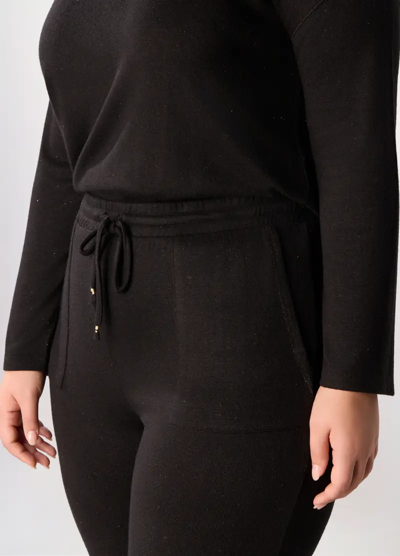 Pantaloni Regular Fit Misto Viscosa Stretch Donna Curvy, Nero miniatura 3