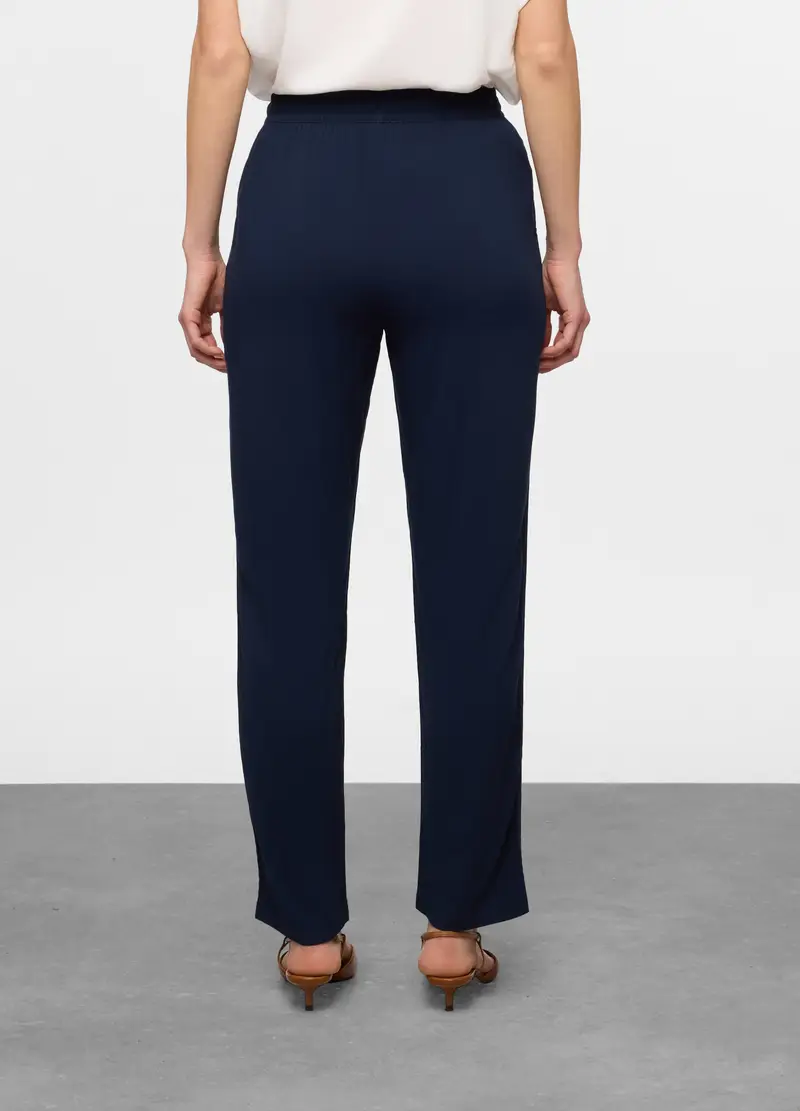 Pantaloni Relaxed Fit In Pura Viscosa Donna, Blu navy miniatura 2