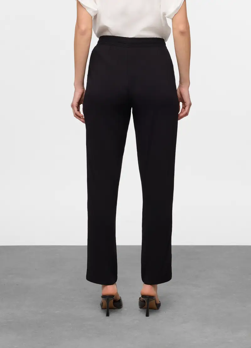 Pantaloni Relaxed Fit In Pura Viscosa Donna, Nero miniatura 2