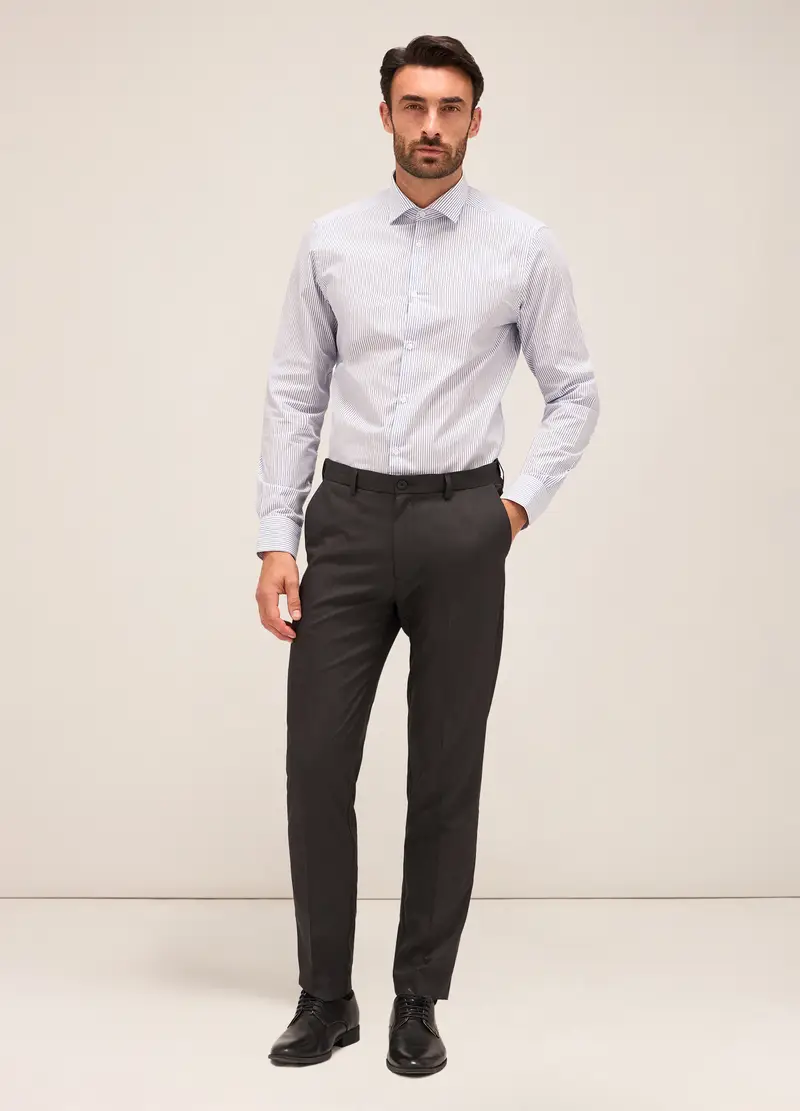 Pantaloni Slim Fit In Tessuto Tecnico Uomo, Grigio scuro