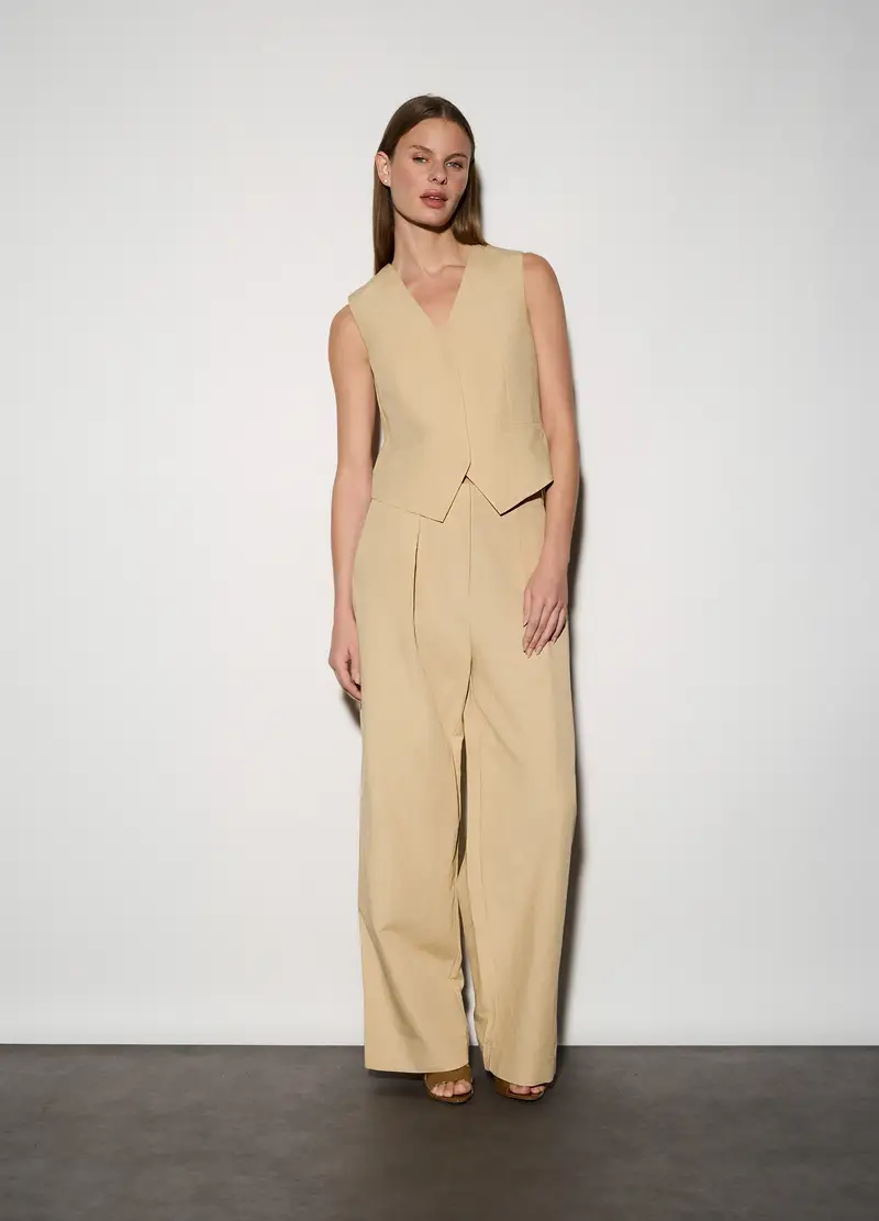 Pantaloni Straight Fit Donna, Unisex, Beige