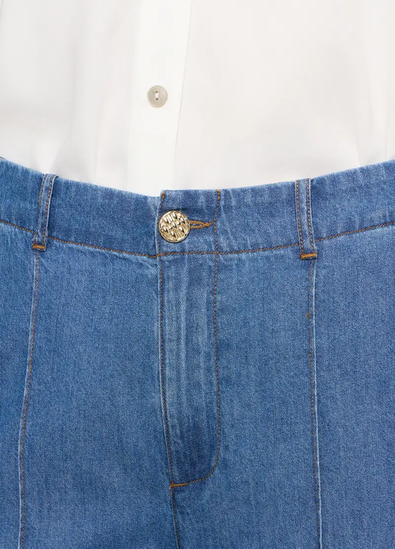 Pantaloni Straight Fit In Denim Donna, Blu chiaro miniatura 3