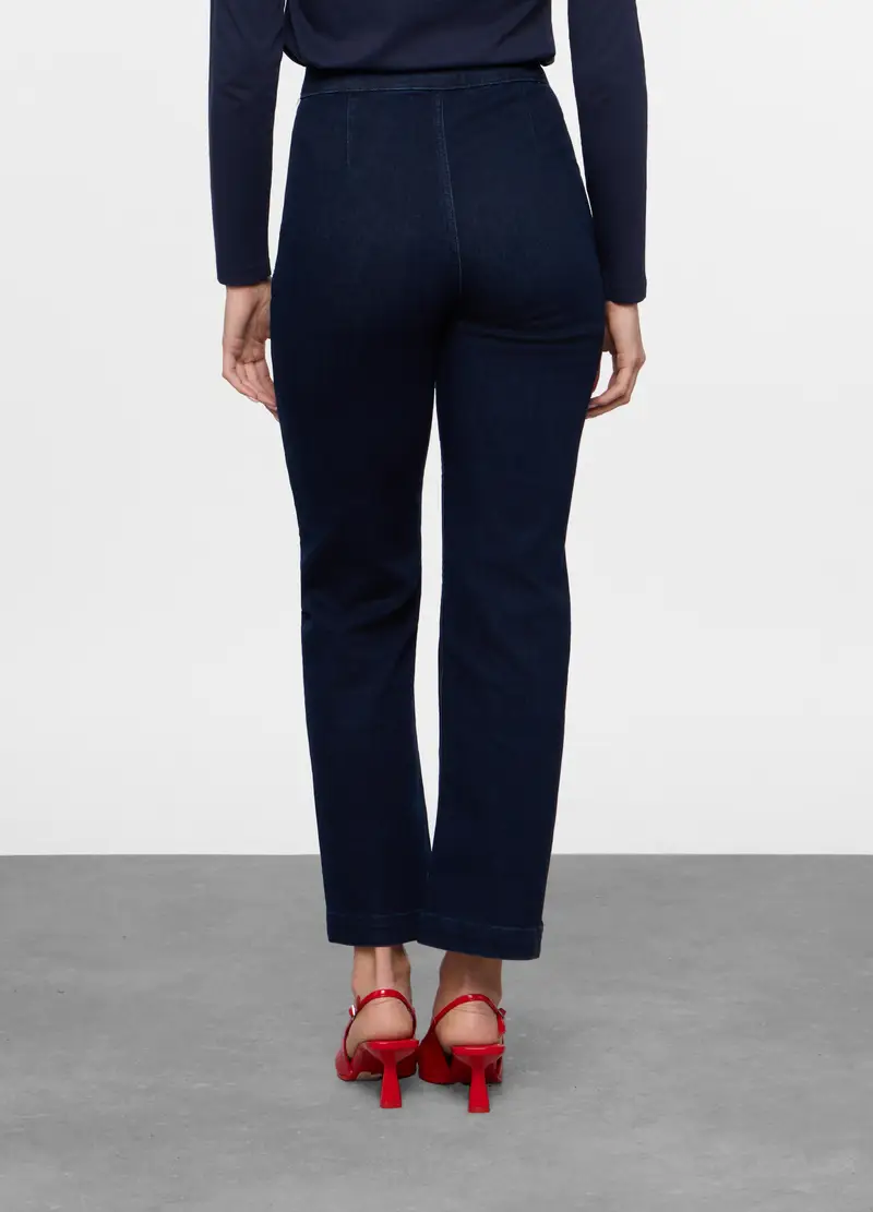 Pantaloni Straight Fit In Denim Stretch Donna, Blu scuro miniatura 2