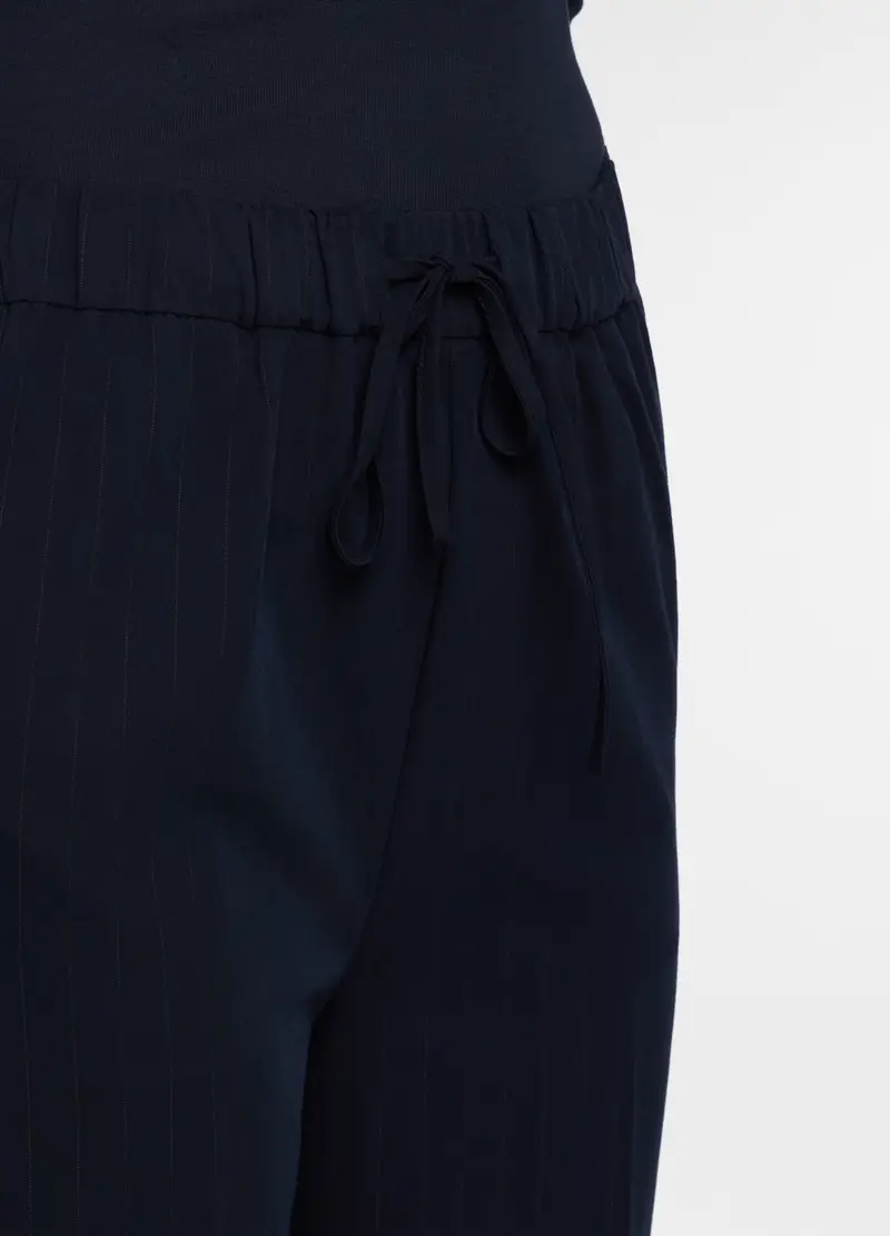 Pantaloni Straight Fit In Poli Viscosa Stretch Donna, Blu scuro miniatura 3