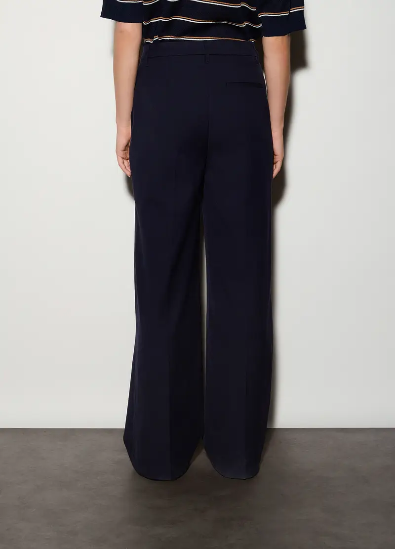 Pantaloni Straight Fit Misto Lana Donna, Unisex, Blu navy miniatura 3