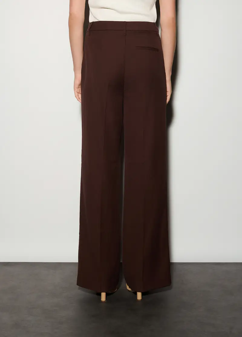 Pantaloni Straight Fit Misto Lana Donna, Unisex, Marrone scuro miniatura 3