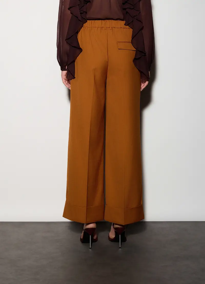 Pantaloni Straight Fit Misto Viscosa Donna, Unisex, Arancione scuro miniatura 3