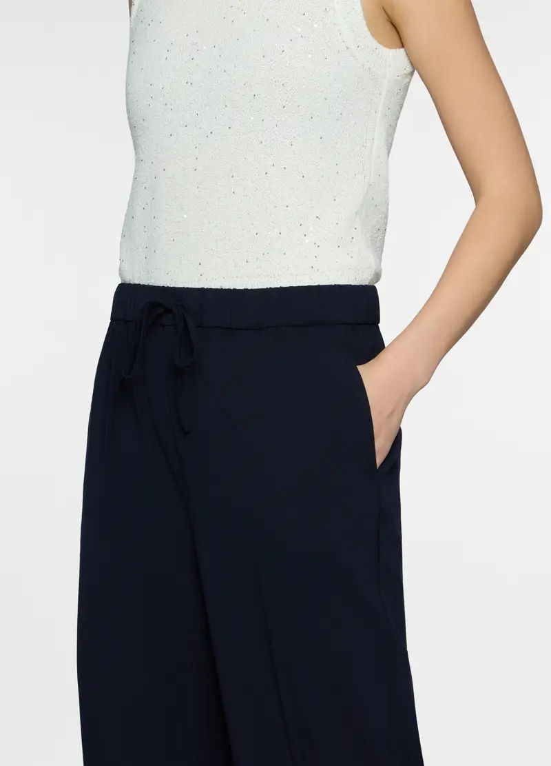 Pantaloni Straight Fit Stretch Donna, Blu navy miniatura 3