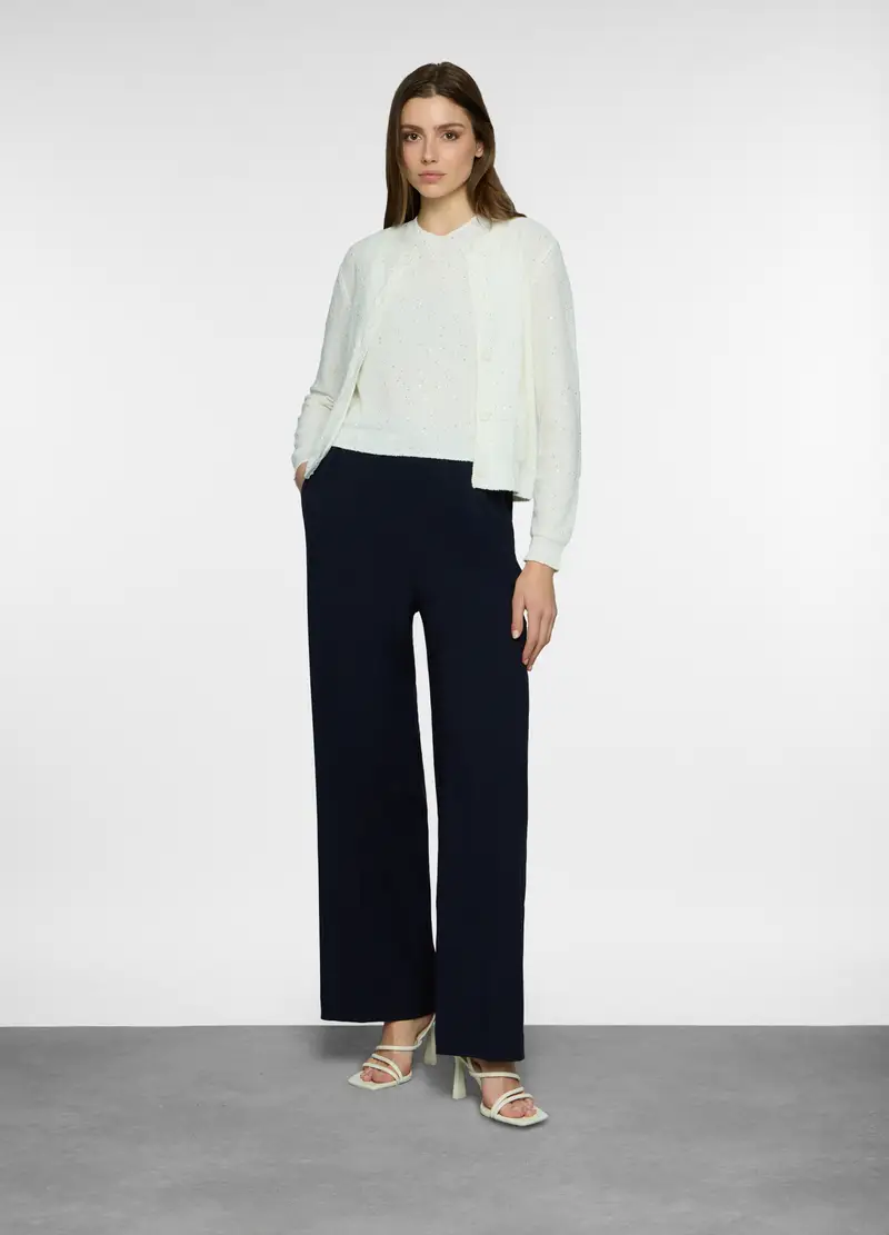 Pantaloni Straight Fit Stretch Donna, Blu navy