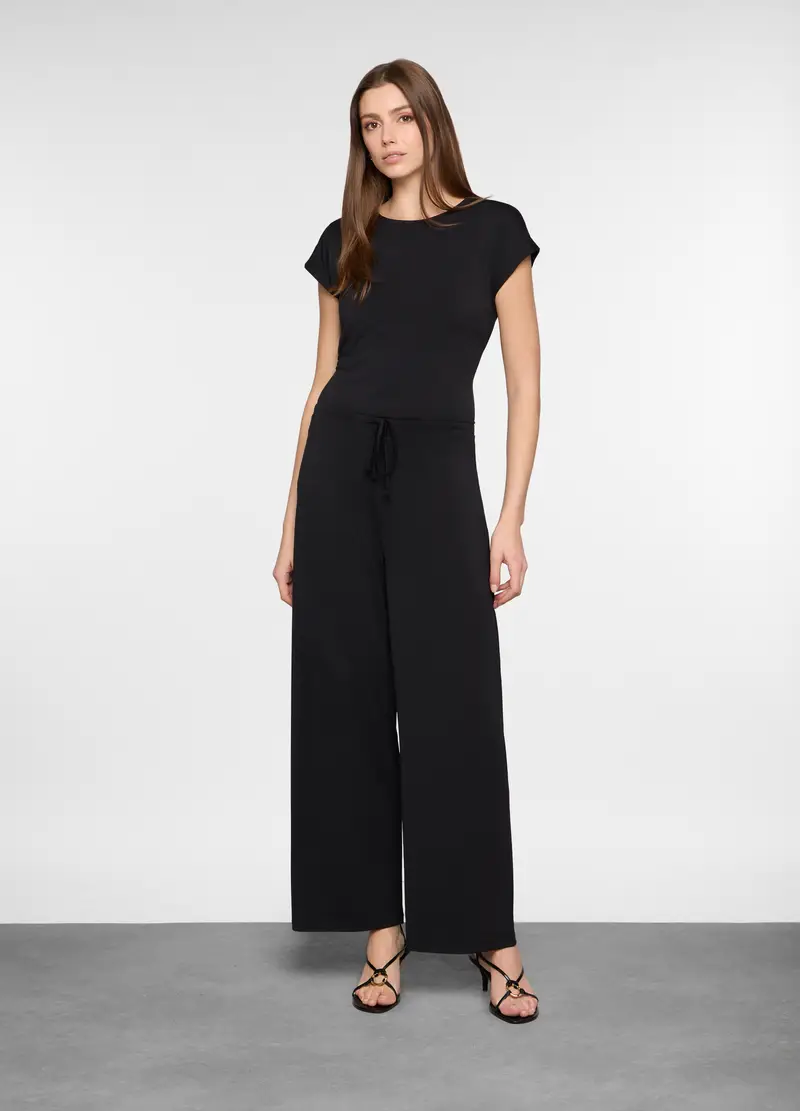 Pantaloni Straight Fit Stretch Donna, Nero